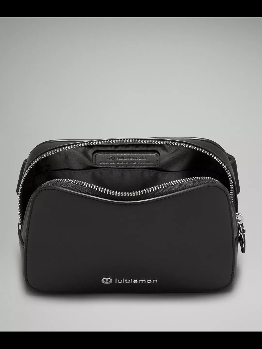 lululemon Black Leather Alternative Belt Bag 1L Silver Hardware NWT Dustbag - Picture 4 of 10